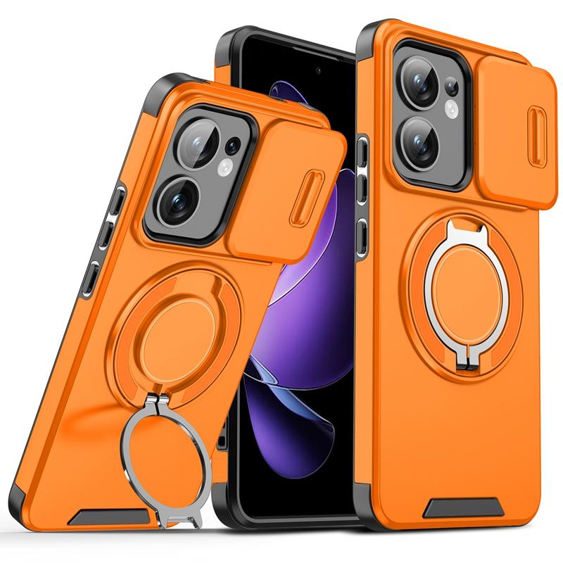 Armor Shockproof Magnetic Ring Stand Holder Case For OPPO Reno 13 13F 13 F Reno13 Pro 5G Slide Lens Protect Cover