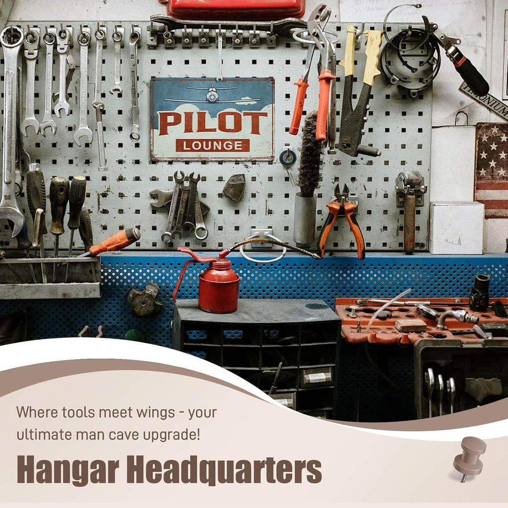 ALREAR Pilot Lounge Sign Aviation Decor Aviator Gifts Airplane Party Decorations Nursery Boys Room Garage Man Cave Wall Art Decor Vintage Metal Signs