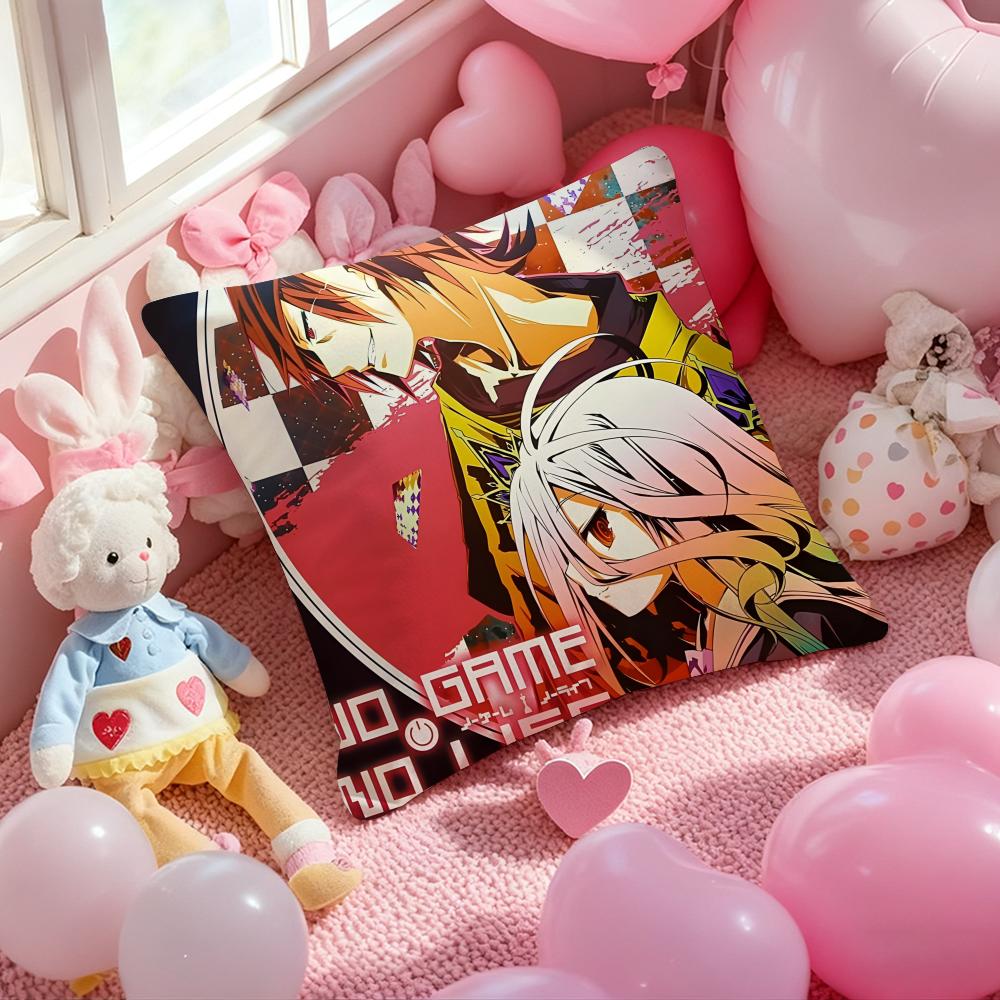 No Game No Life Anime Cushion Cover Pattern Printed Pillowcase for Living Room Sofa Cushion Cover & Bedroom Decor