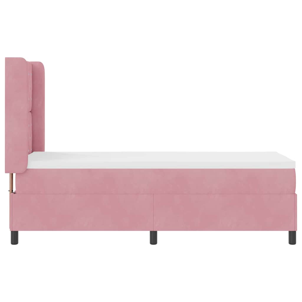 Box Spring Bed with Mattress and Headboard Pink 80 X 200 Cm Velvet