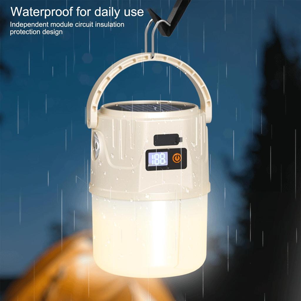 Lanterns For Camping Portable Camping Light Solar Panel 2 Modes Waterproof Lamp With Hook Survival Gear For Tent Hiking Fishing