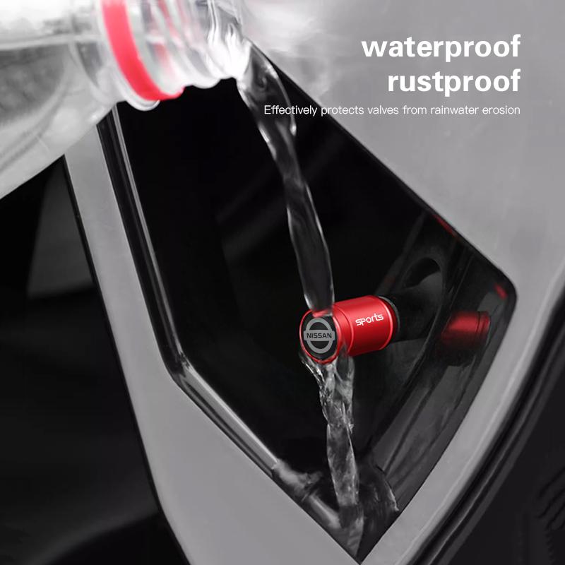 ABE4  4Pcs Car Styling Wheel Tires Bolt-in Valve Caps Badge Decor For Nissan Qashqai Juke Pulsar Sentra Altima Patrol Micra Rogue