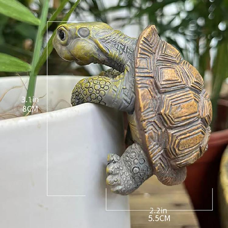 Gartencharme Realistische Schildkröten Blumentopfhänger Harzfigur Statue Hängender Schmuck für Terrassen und Zaun Aquarien Dekorationen