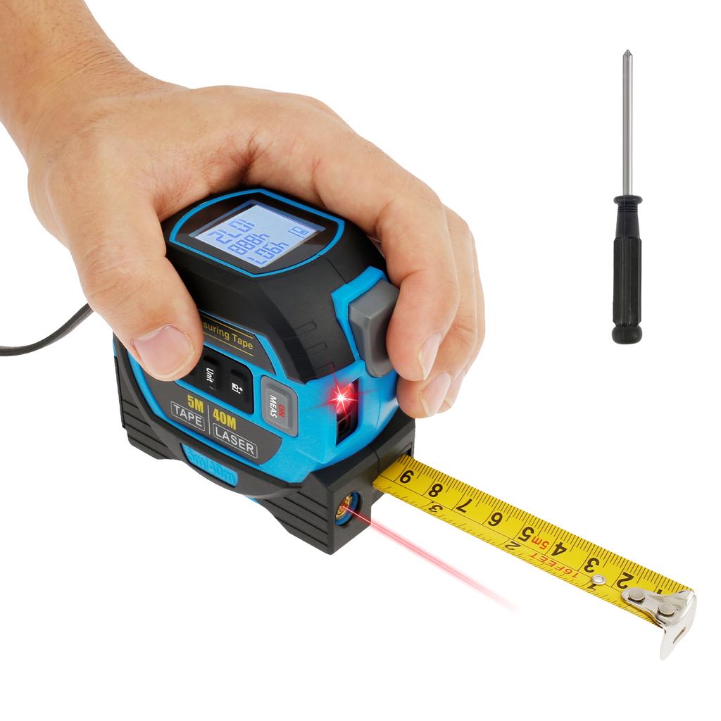 3 In 1 Laser Tape Measure Distance Meter Digital Tape Measure High Precision 40M Retractable Roll Cord Rangefinde Measuring Tool