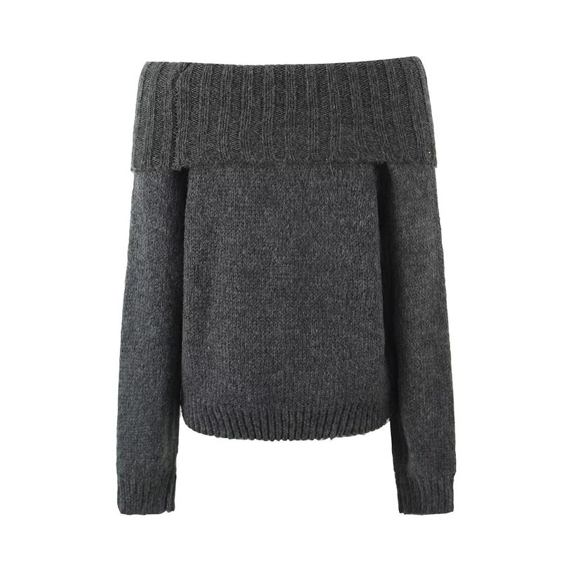 Jnleaog Autumn New Women's Clothing European, American and French Style Design Fashion off-Neck Pullover Sweater Small Top