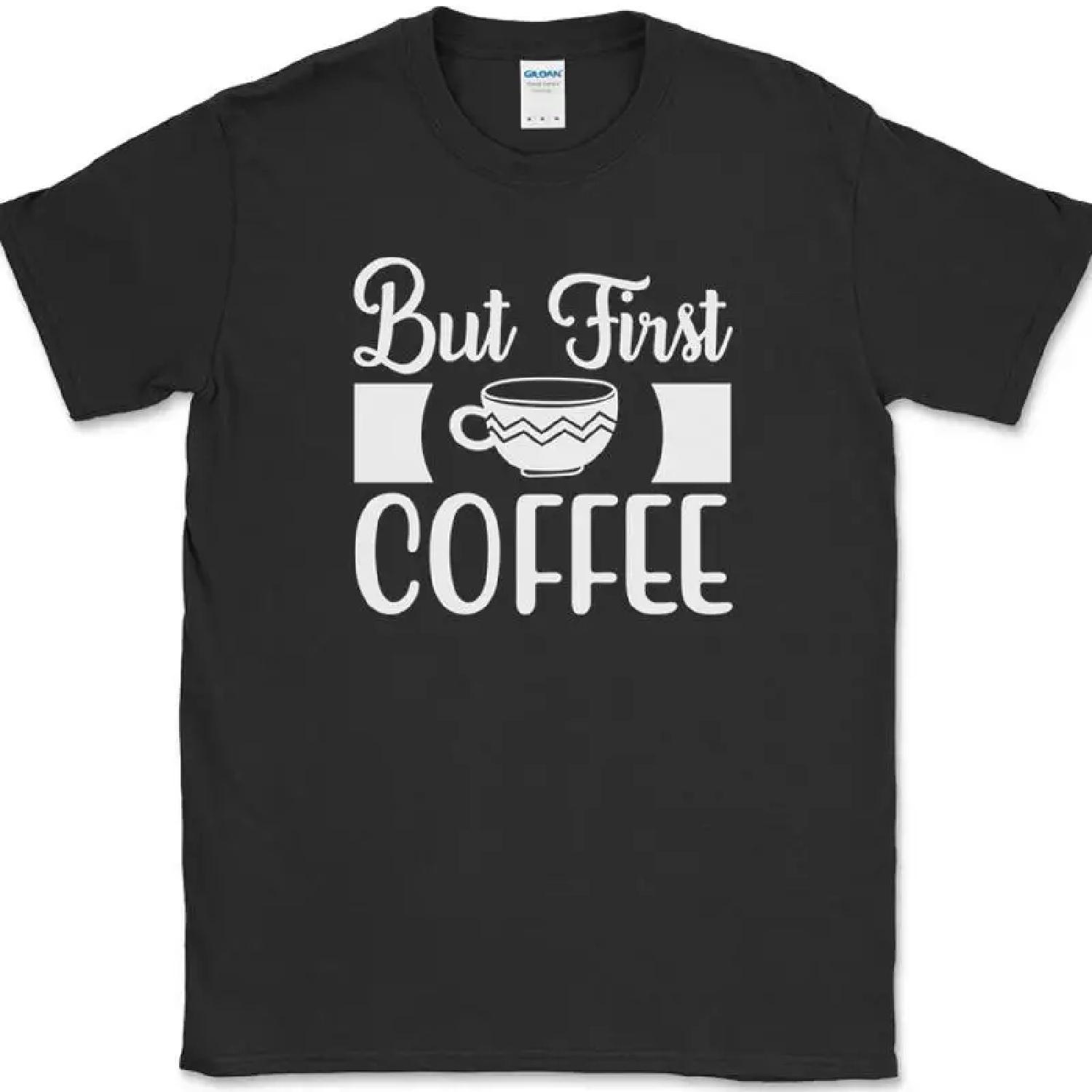 Но сначала кофе Футболка Смешной Юмор Кофеин Офис Новинка Текст Футболка XXXXXL разноцветный