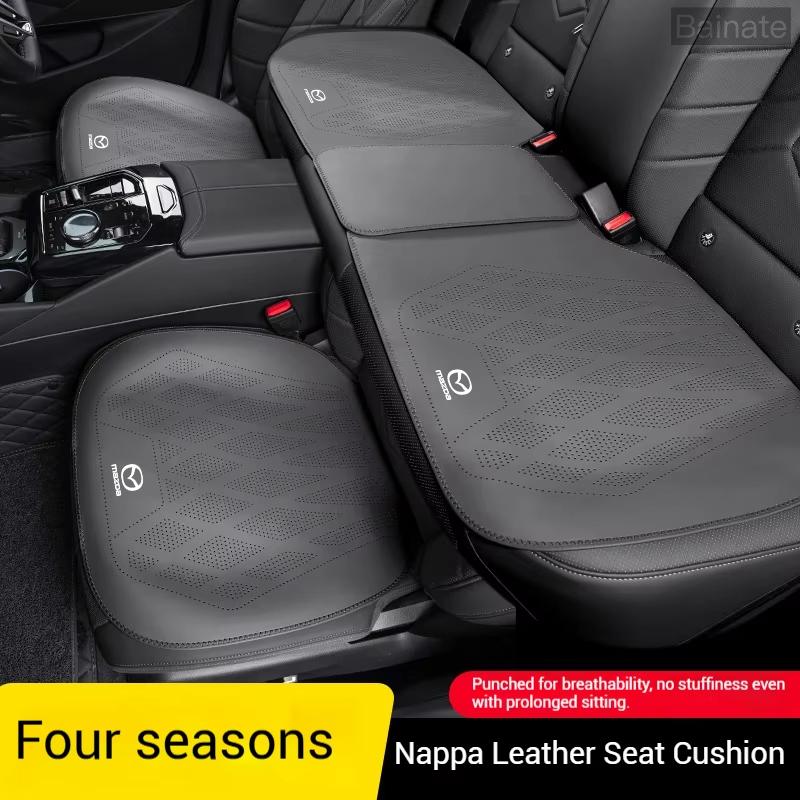 Nappa Leather Car Seat Cushion, Non-Slip All-Season Auto Cushion Pad For Mazda 2 3 6 Axela Atenza CX-30 CX-5 CX-8 MX-5 RX-8 RX7