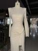 Elegant European & American One-Shoulder Twisted Evening Dress for Women