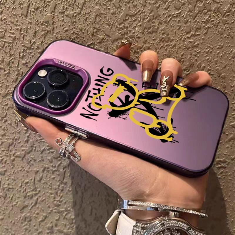 Personalized Graffiti Teddy Bear Phone For iPhone 16 15 14 13 12 11 Pro Max Shockproof Hard Matte Back Cover Case Funda