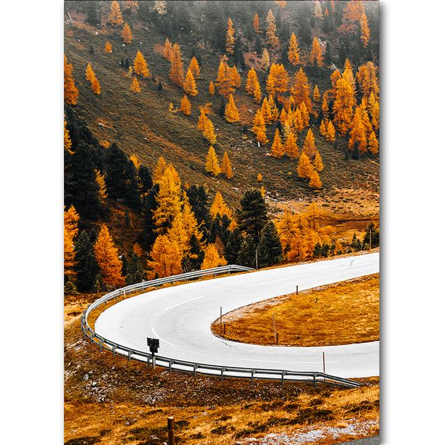 Vertical Board Beautiful Forest Scenery Modern Photo Painting Highway Winding Lines Wall Stickers HD Printing Art Decoration