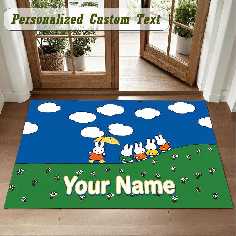 Crystal Velvet Square Rug Custom NameMiffy Pattern Non Slip Home Floor Decor Rug
