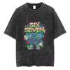 Italian Brainrot Funny Meme Washed Vintage T-shirt Six Seven 67 Number Tshirt Men Women Casual Fashion Oversized Crewneck Tees