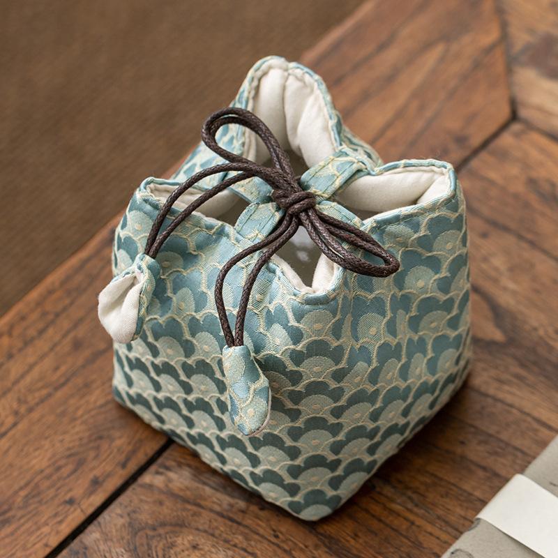 Tea Set Storage Bag Chinese Style Thickened Multi-Functional Teapot Cloth Pouch Protective Portable for Holiday Trips