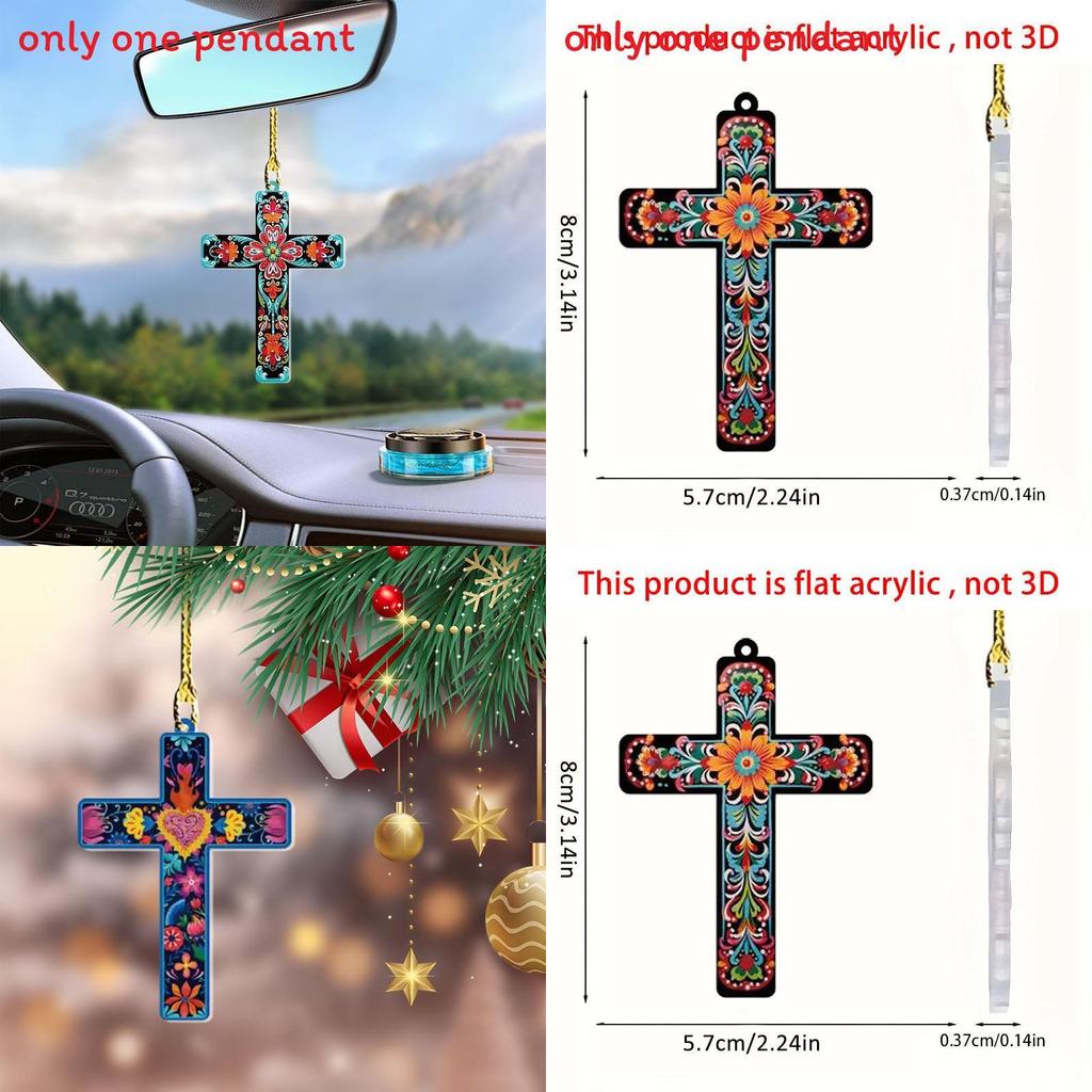 Pingente de Cruz de Páscoa em Acrílico para Carro Com Design Minimalista Para Decoração de Interior de Veículo