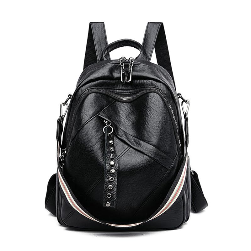 

[BUKESIYI] ladies backpack mini backpack pochette large capacity waterproof Rucksack Backpack for Women PU leather JP78196 black