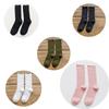 5 Pairs Solid Ribbed Crew Socks Women Mixed Color 4 Seasons Fit Loose Socks Set Daily Basic Sox
