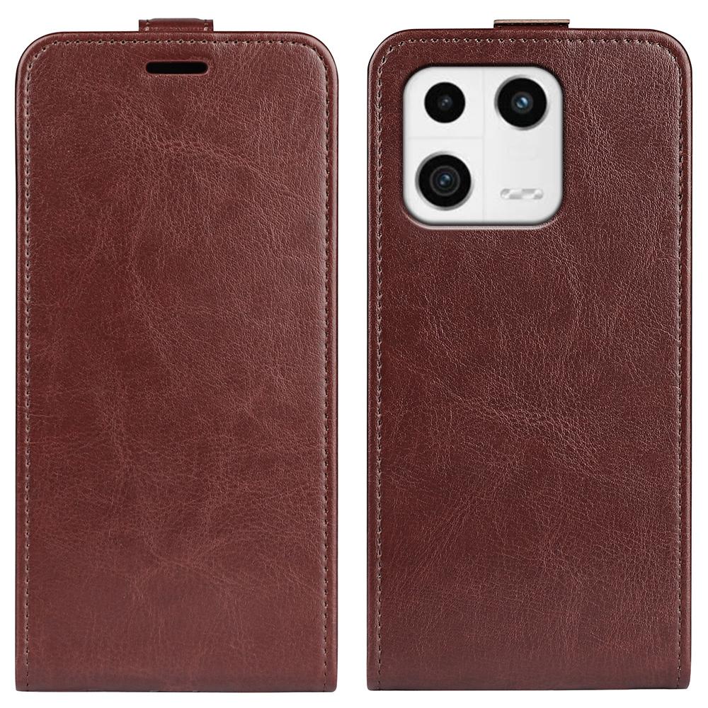 Cell Phone Cover For Xiaomi 13 5G,Vertical Flip Leather Crazy Horse Texture Protective Phone Case Card Holder