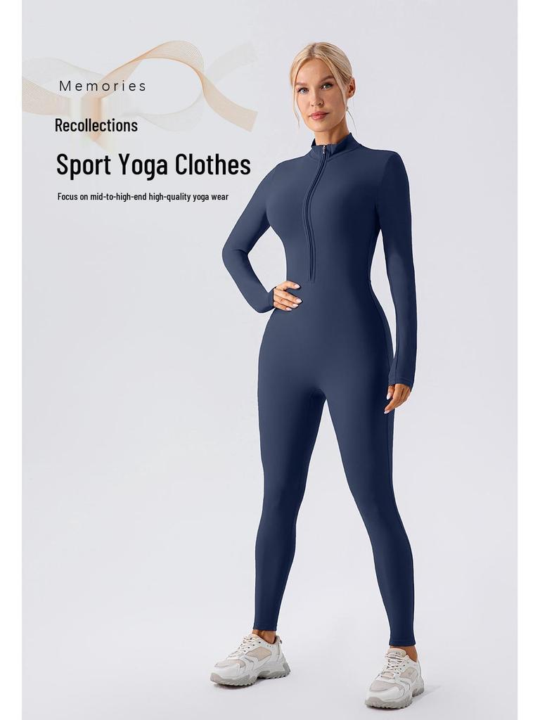 European & American Winter-Style Velvet Brushed Warm Yoga Onesie - Long-Sleeved Fitness Tights for Women