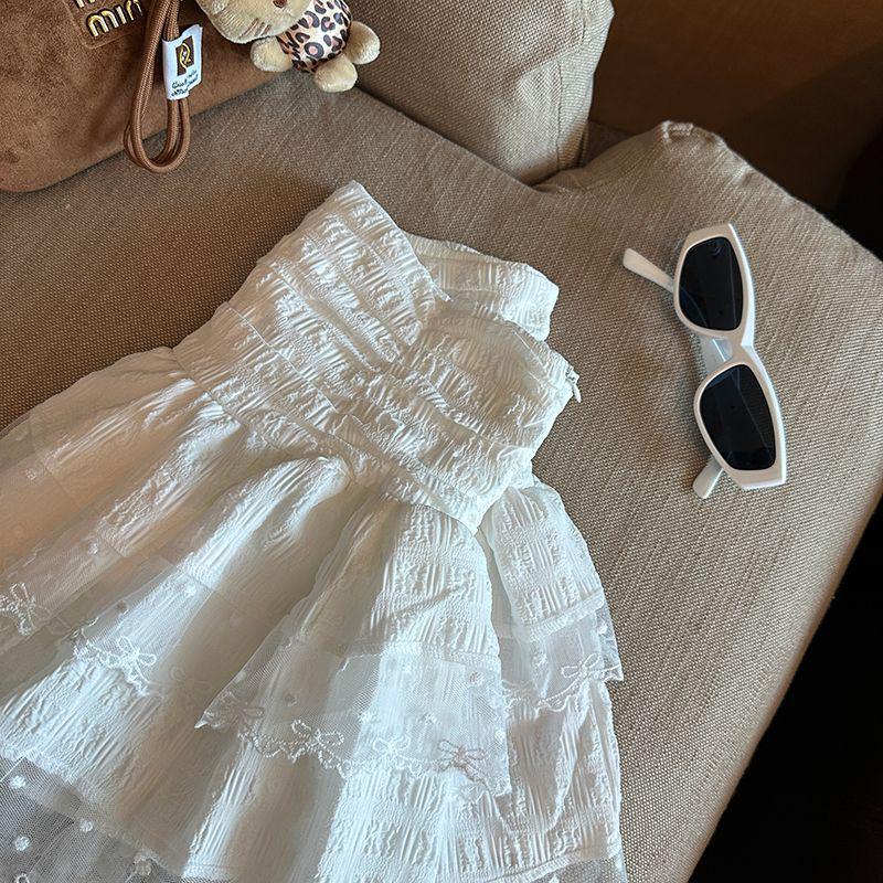 Ballet-Inspired High Waist A-Line Lace Chiffon Skirt for Women