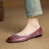 New comfortable casual single shoes solid color low heel lazy shoes low top light mouth beef tendon soft sole large size shoes genuine leather wo