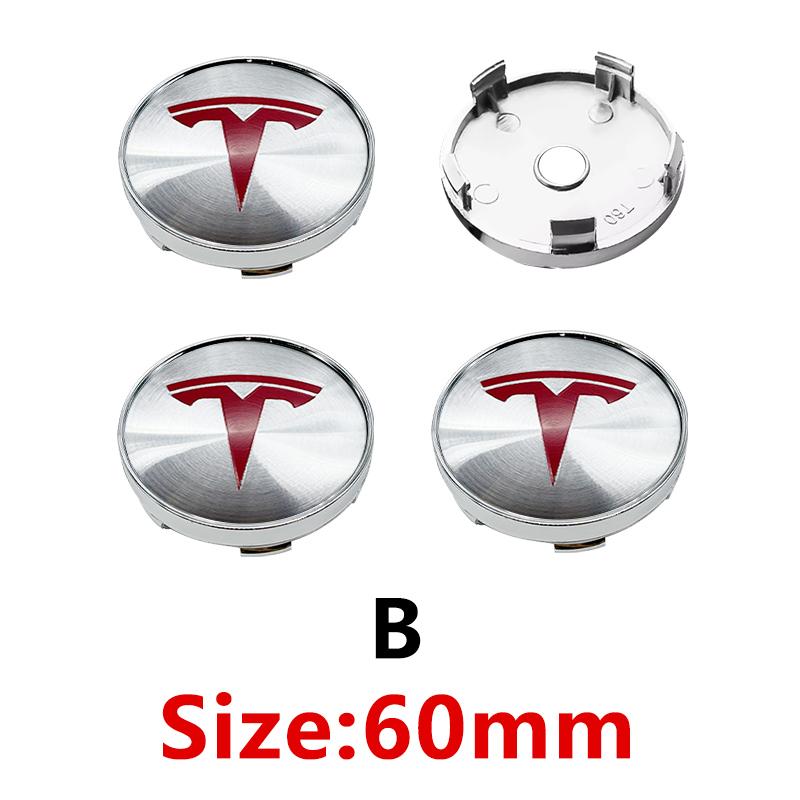 ICTB3 4pcs/set 60mm Tesla Car Wheel Center Hub Cap Cover Emblems Sticker Car Logo Car Styling Accessories for Tesla Model 3 Y S X