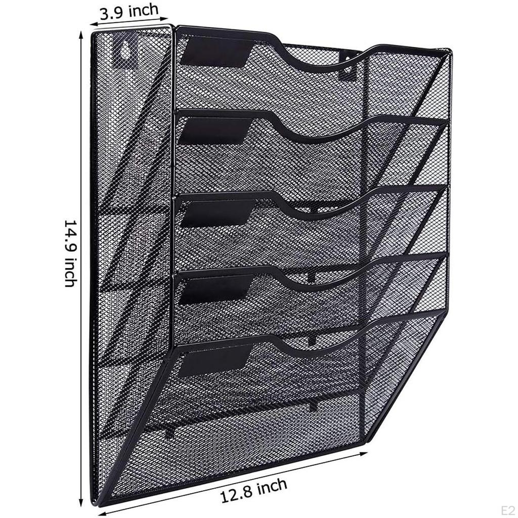 Mesh Wall File Organizer Mounted Holder 5 Tiers for Sorter Papers