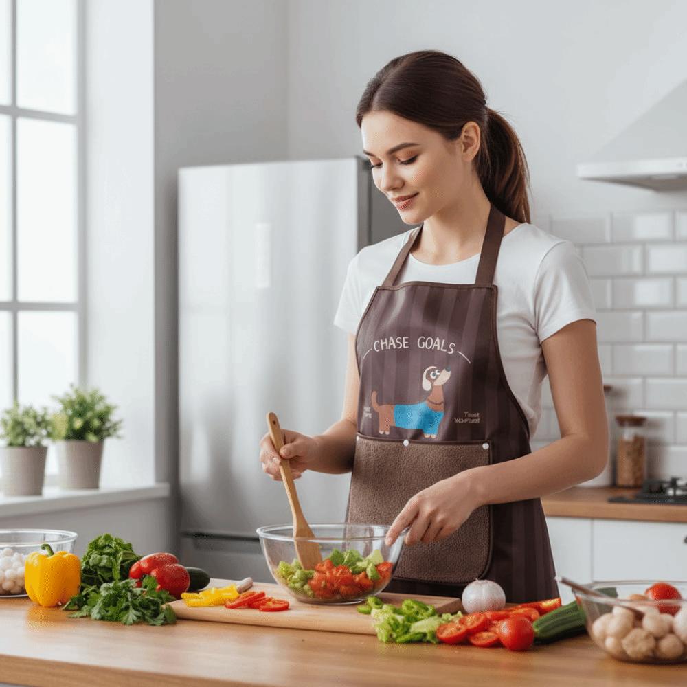 Detachable Hand Wipe Kitchen Oil Resistant Apron Dirt-Proof Catering Work Clothes  Home Use