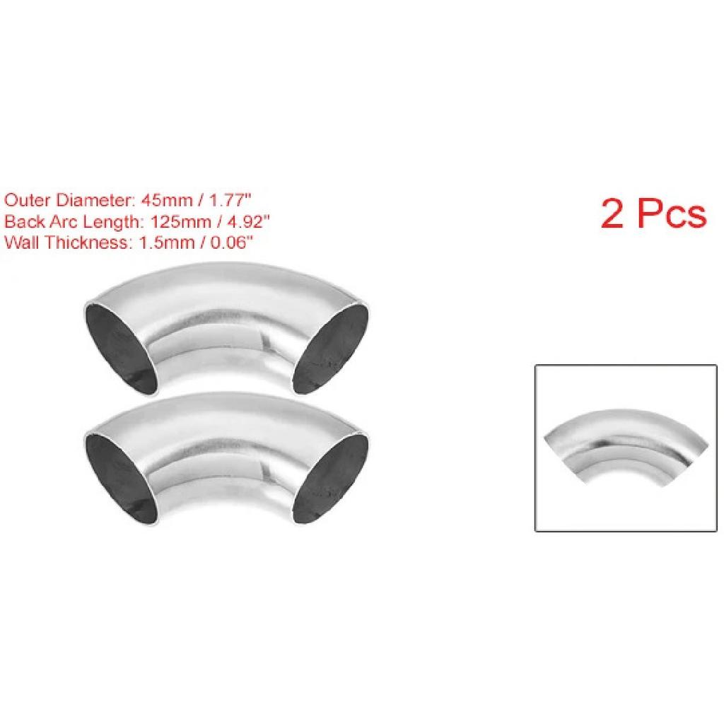X Autohaux 2 Pc 1.25" 90 Degree Stainless Steel Car Exhaust Elbow Pipe 0.06" Thickness