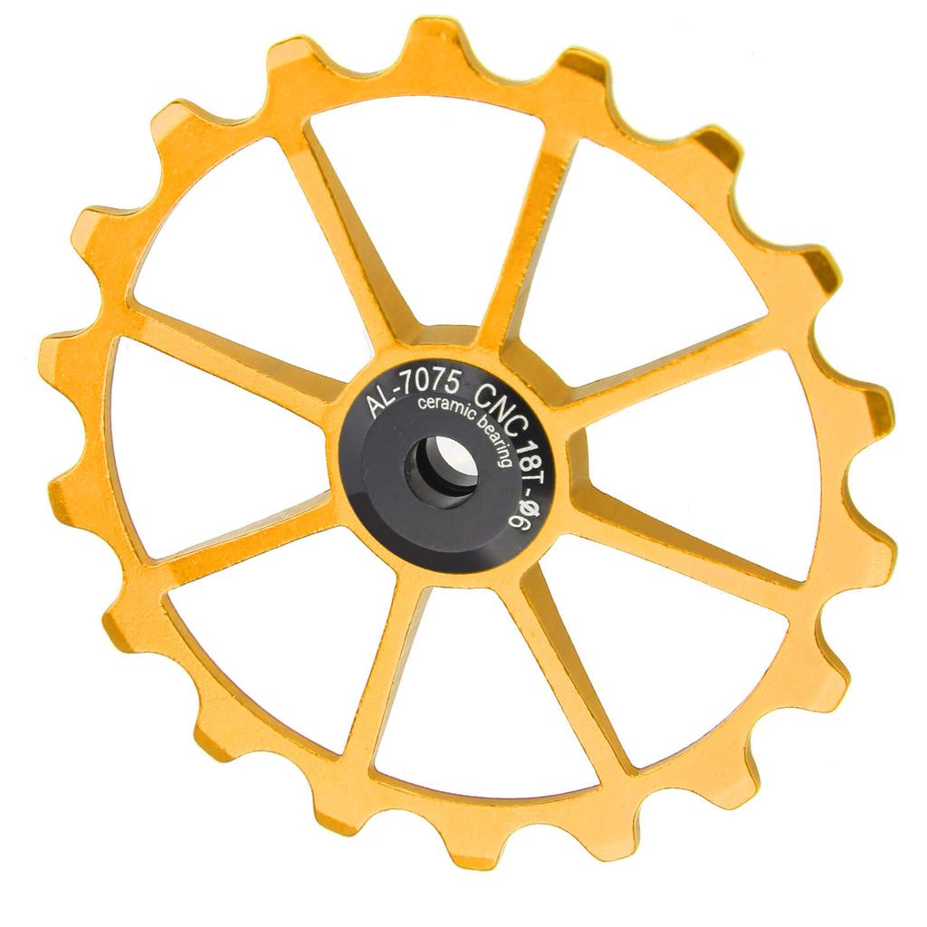 MEIJUN 18T Mountain Bike Ceramic Bearing Aluminum Alloy Rear Derailleur Pulley WheelGold