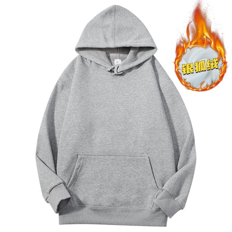 Men's Heavyweight Iron Gray Fleece Hoodie - Warm, Loose Fit for Autumn/Winter