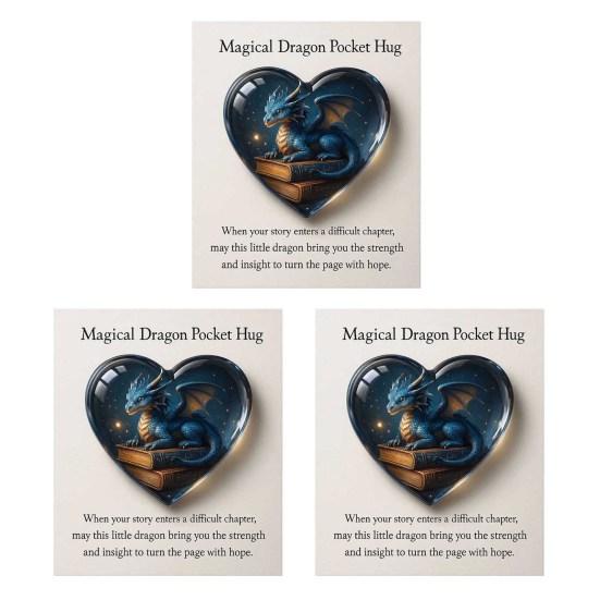 Magisk Drak Fickkram Fantasy Drakhjärta Symbol med Bokmärke Liten Känslomässigt Stöd UppmuntringsPresent för Läsare Studenter Fantasyälskare