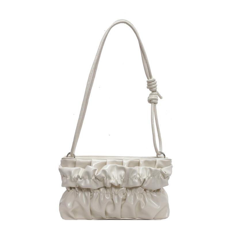 High-end fashion bag women's 2025 summer new Korean version simple pleated oblique span small square bag shoulder armpit bag