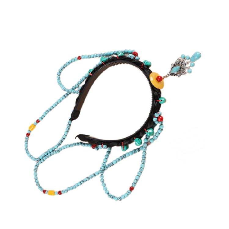 Tibetan Style Headbands Elastic Hair Hoop Beads Headbands for Women Girl