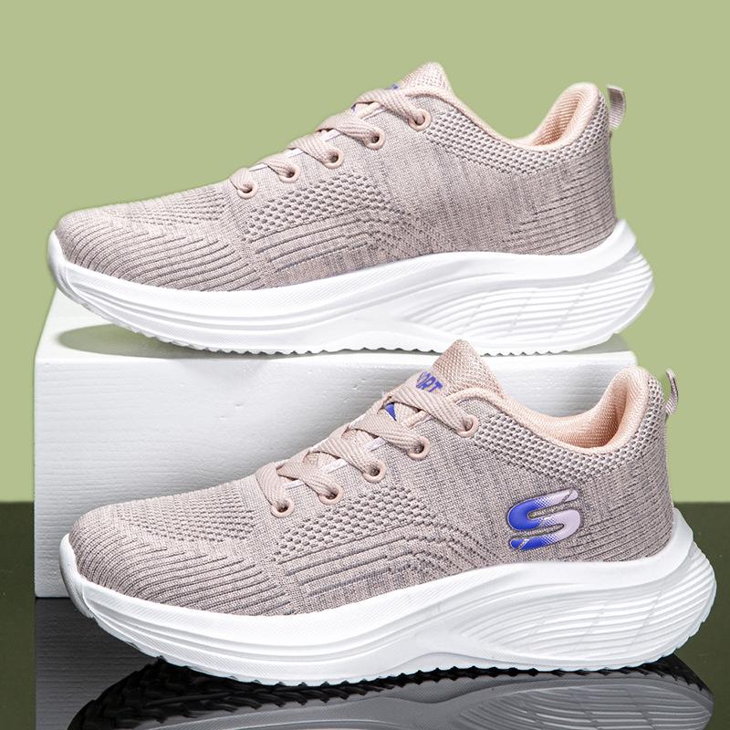 Lightweight fly-woven sports shoes autumn versatile breathable casual shoes flat heel old walking shoes men