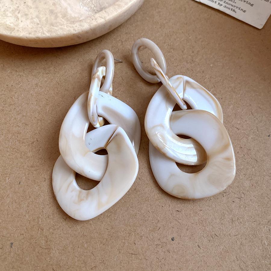 Acrylic geometric square oval steel needle earrings retro exaggerated niche unique earrings