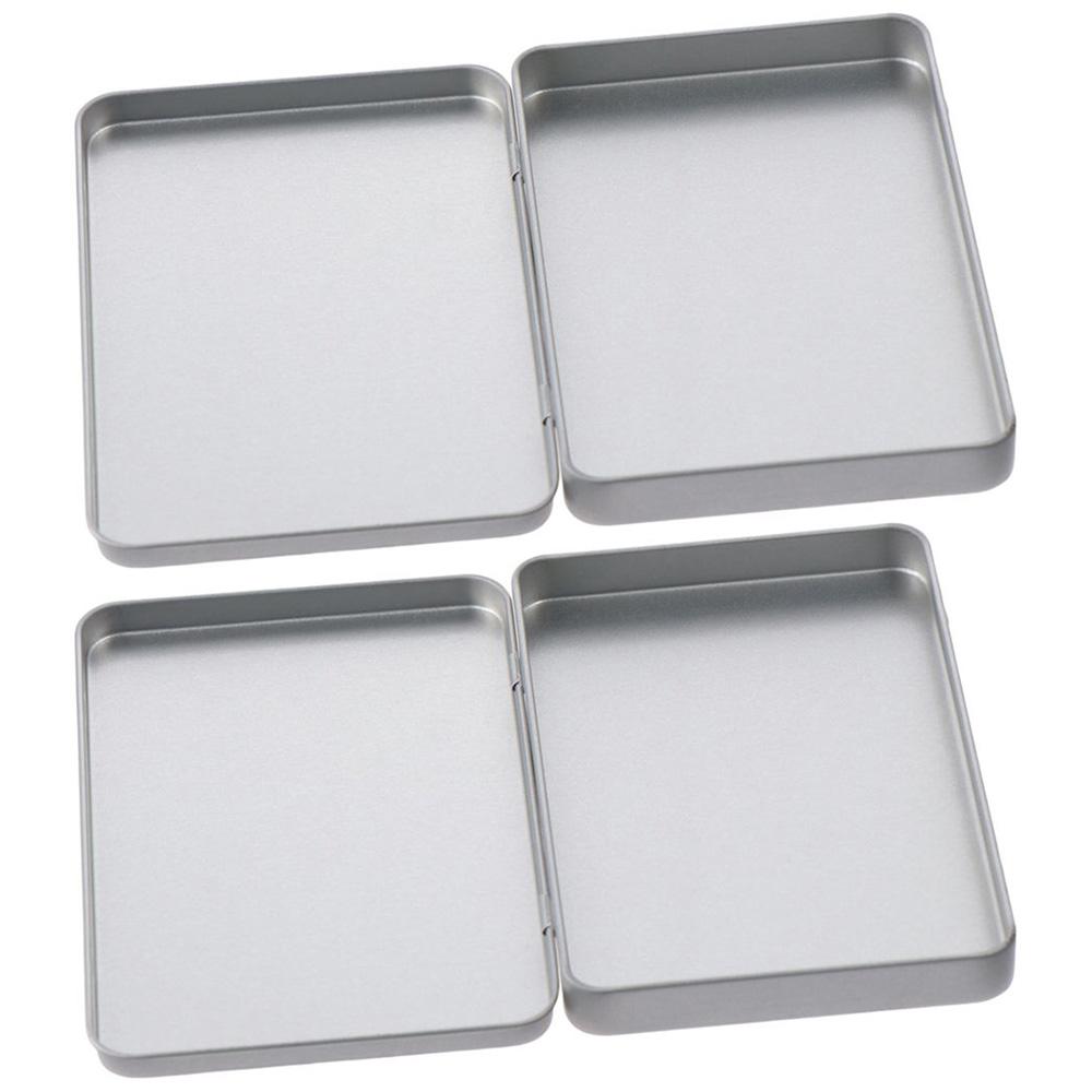2 pcs Fashion Iron Metal Rectangular Storage Box Silvery 4.9 Inches Card Collection Box Iron Storage Box