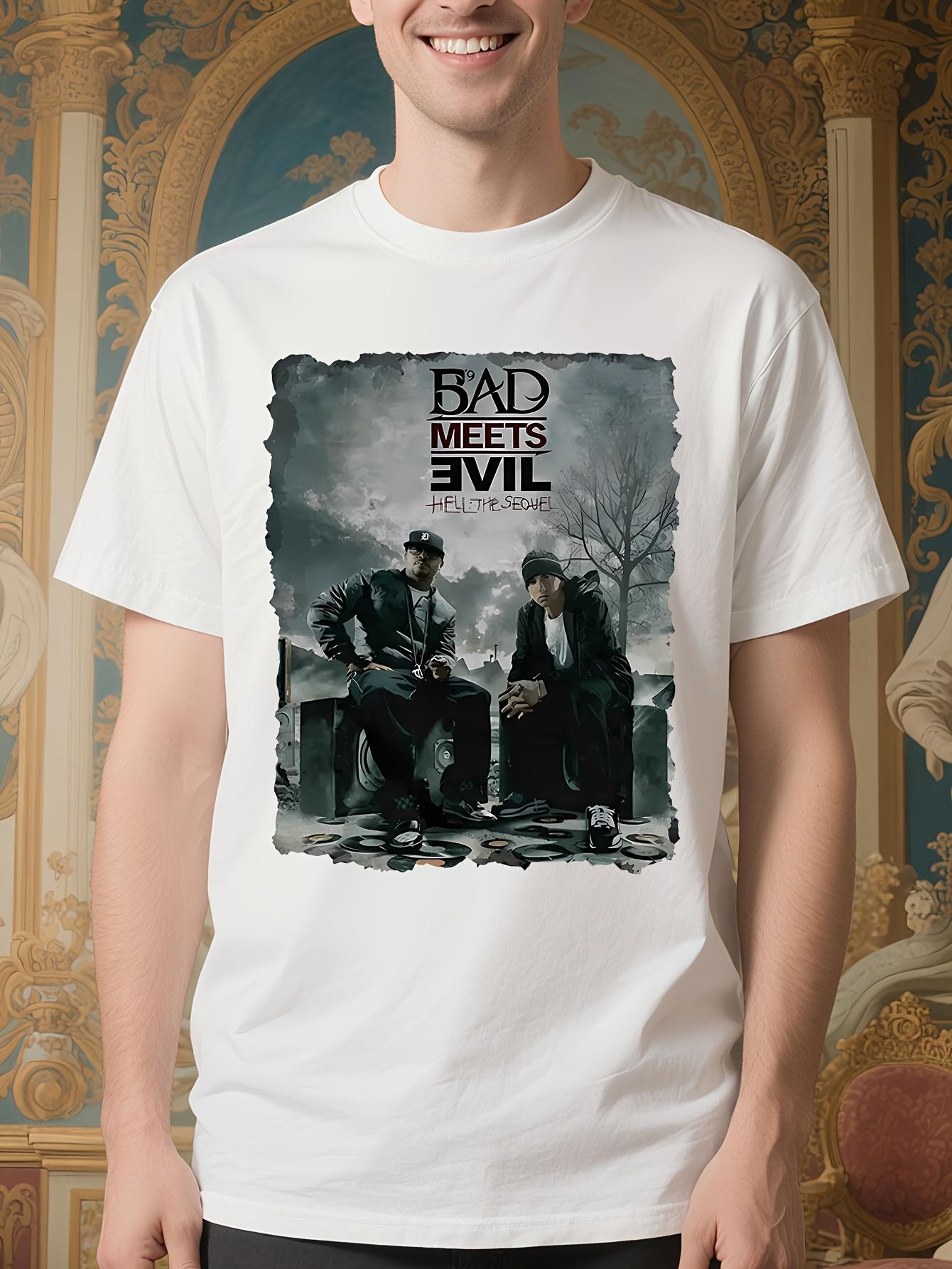 Bad Meets Evil Burnt Graphic Tshirt for Men - White Casua... L