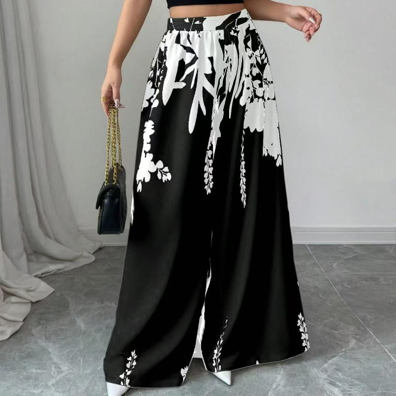 Women's Fashion Printed Lace-up Waist-cinching Slim-fit Casual Trousers for Women