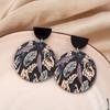 Sexual Design Sense Fashionable Three-dimensional Printing Temperament Color Blocking Women's Round Vintage New Acrylic Leaf Earrings