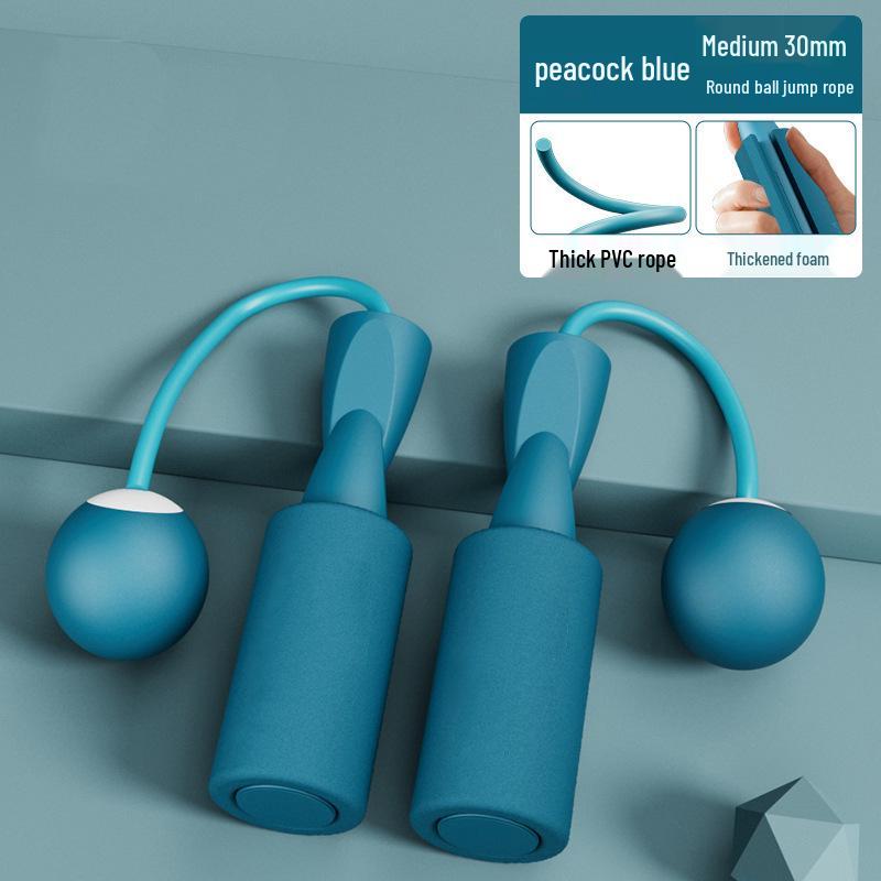 Cordless Quiet Dual-Use Weighted Jump Rope with Big Fitness Ball for Indoor Exercise