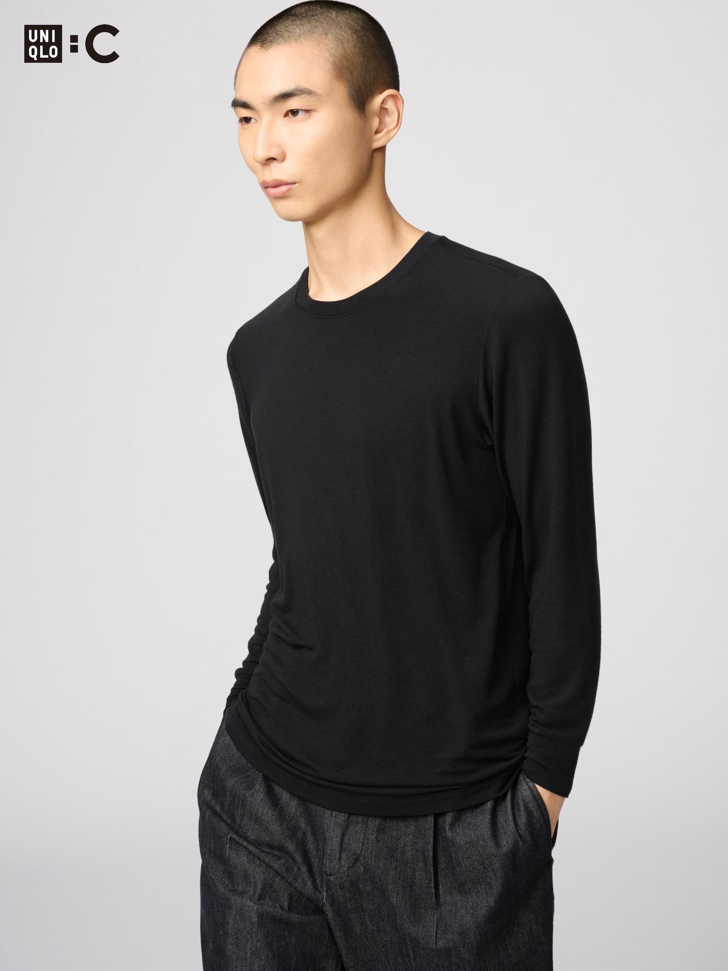 

Uniqlo HeaTTech Кашемировая смесь Футболка с круглым вырезом Рукав 3/4 09 BLACK/S