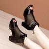 Coarse heel fish mouth mesh cool boots women's summer new thick heel soft sole mother sandals large size medium heel sandals