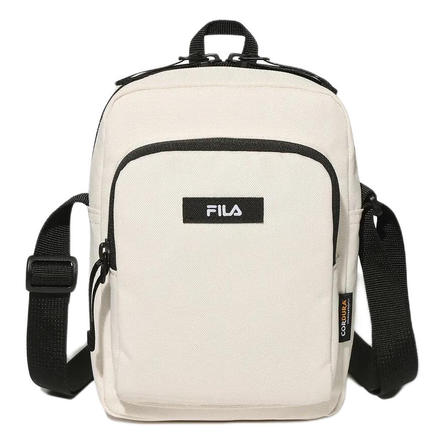 FILA Essential Casual Versatile Zipper Closure Polyester Mini Shoulder Crossbody Bag Unisex bags FS3BCG3331XCRM White,Mini