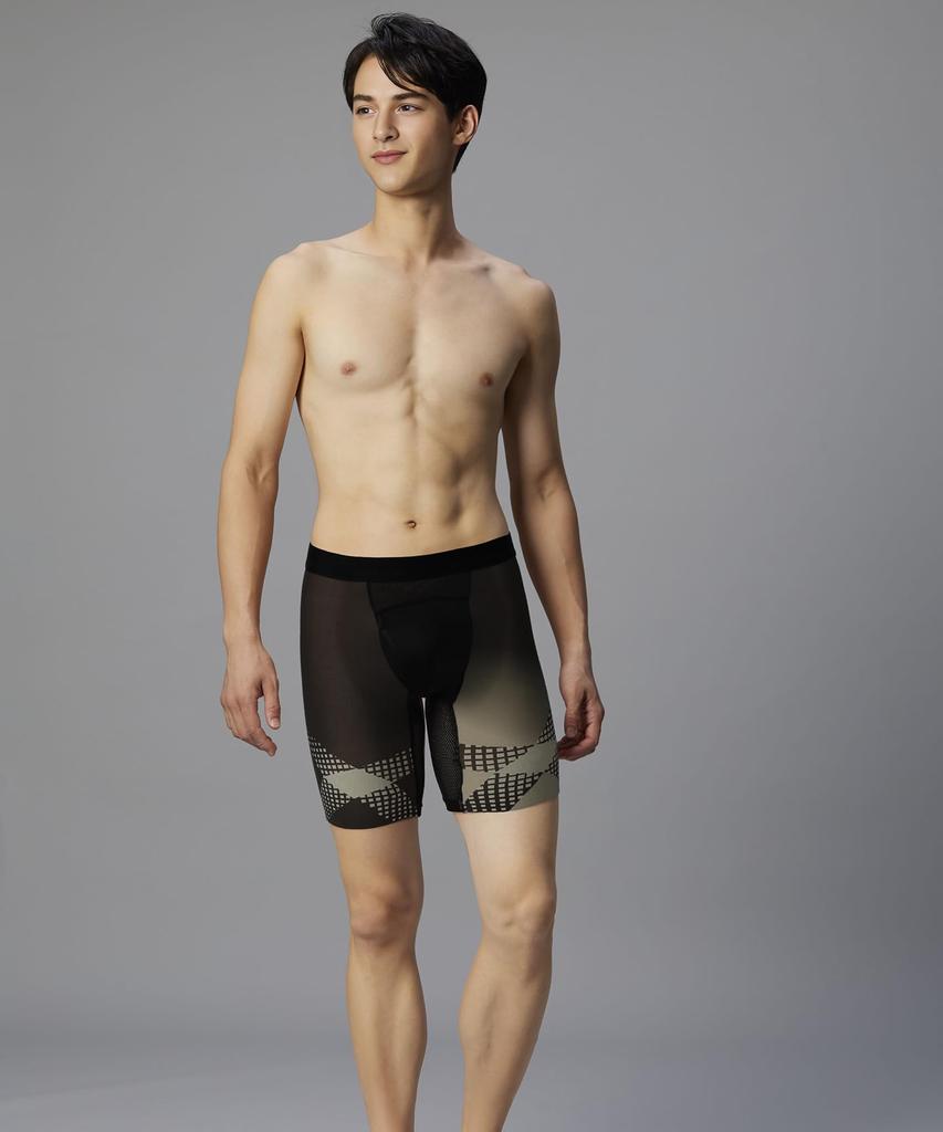 Wing/Wacoal CROSSWALKER boxer shorts: Burn calories while walking! Designed to reduce moisture, these long-length, open-front spats (GX6007 BE M) are
