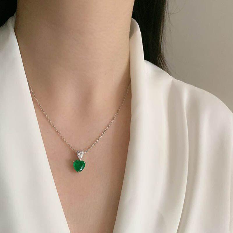 Lindon 925 Sterling Silver Zircon Elegant Female Necklace Jewelry Heart Shaped Pendant for Wedding Banquet Party