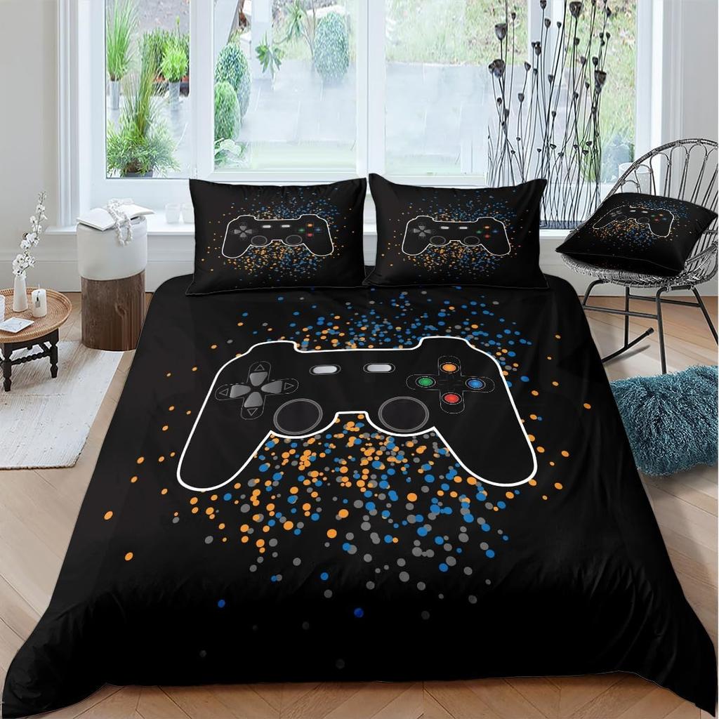 Gamer Bedding Sets for Boys Gaming Duvet Cover Set Video Games Comforter Cover Play Designs Bed Set with Pillowcase