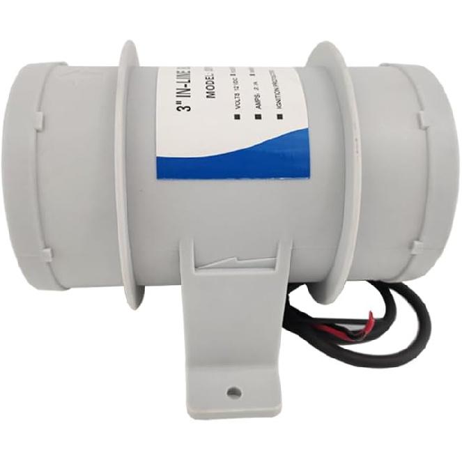 ISURE MARINE 3 inch Inline Blower,12V Silent Blower Marine Bilge Air Blower for Air Circulation in Ducting, Vents