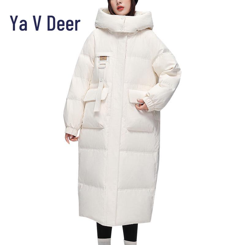 Yalu EE Women's Long Loose Fit Detachable Hood Down Jacket