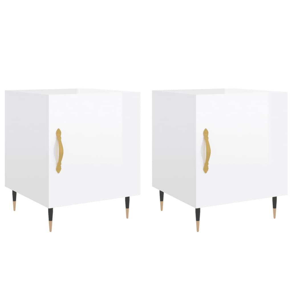 Nightstands 2 pcs High Gloss White 40 x 40 x 50 cm Engineered Wood