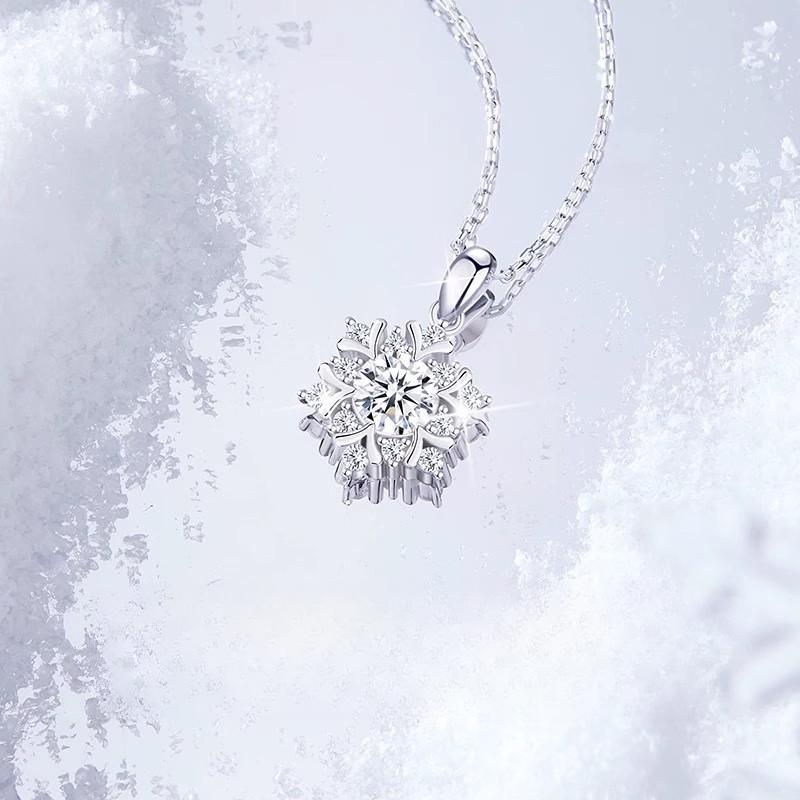 Erster Schnee Abdruck Schneeflocke Halskette Leichter Luxus Temperament Anhänger Weihnachtsanhänger Schlüsselbeinkette